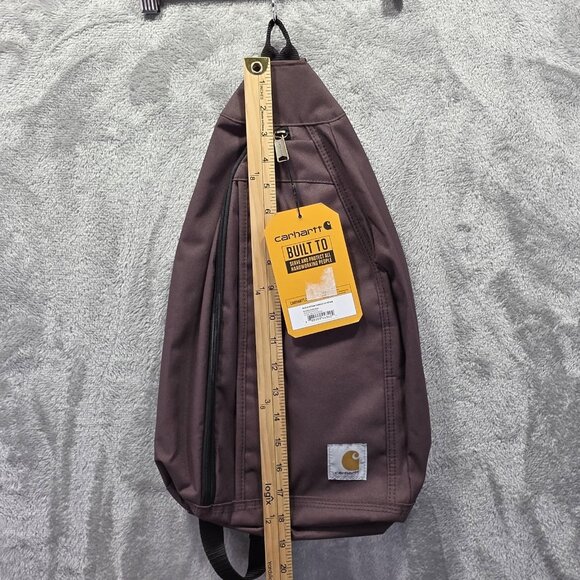 Carhartt Sling Bag Crossbody Brown Rain Defender CB0282 10x18x5 Padded Travel - Picture 8 of 9